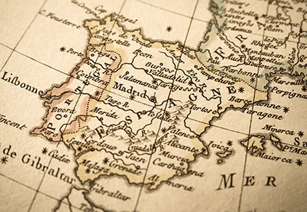Oude landkaart van Spanje